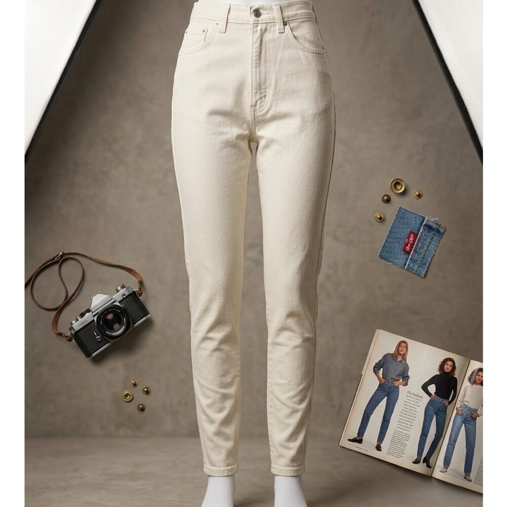 Vintage Levi's 521 White Jeans Orange Tab High Rise Tight Fit Slim Leg 5 READ